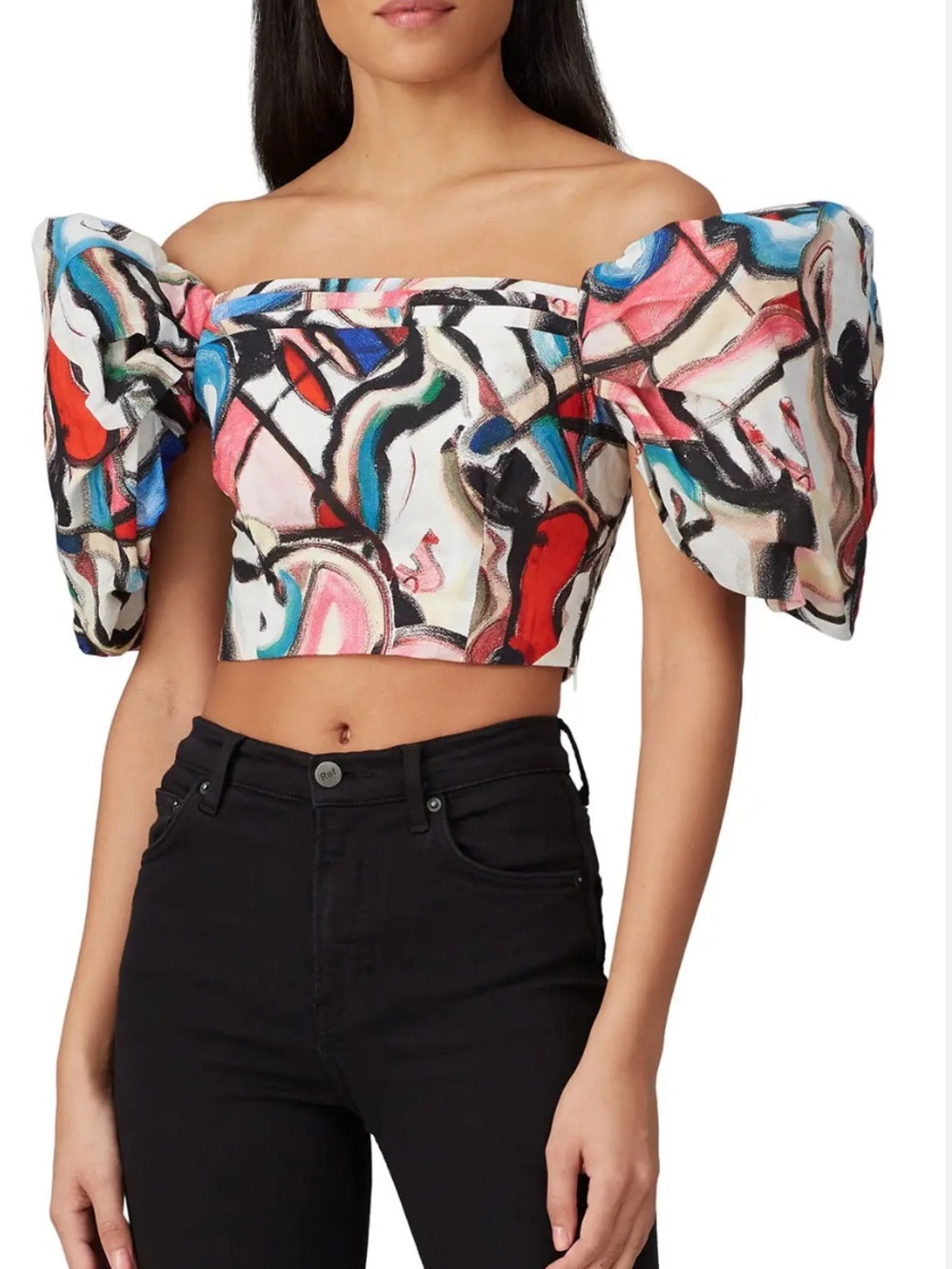 ELLIATT Pandora Puff Sleeve Crop Top L